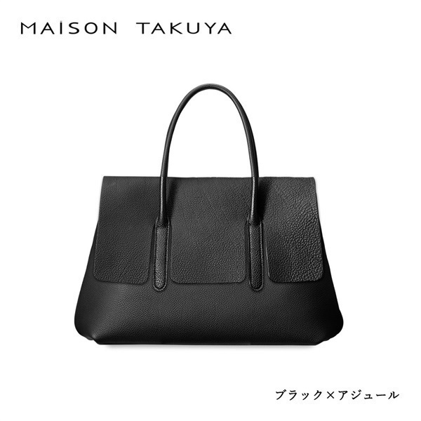 MAISON TAKUYA(メゾンタクヤ)Flap Brief Bag Lサイズ＜リゾートトラストセレクション＞(ブラック×アジュール)
