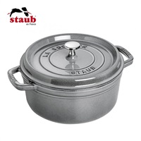Staub　ストゥブ　ココット　ラウンド　グレー　22cm ストウブ ココットラウンド 22cm グレー ストウブ ピコココット