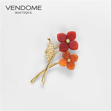 VENDOME BOUTIQUEカーネリアン フラワー ブローチ「VBMV2004  CA」＜リゾートトラストセレクション＞