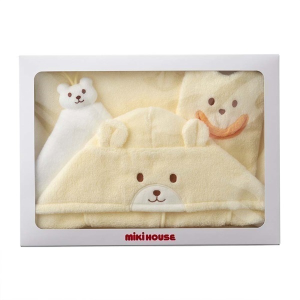 新品　激レア　ミキハウス　ベンチ　ポイント　ノベルティー　入手困難　送料無料 ミキハウス 無撚糸バスポンチョセット【BOX付き】「40-3821-493